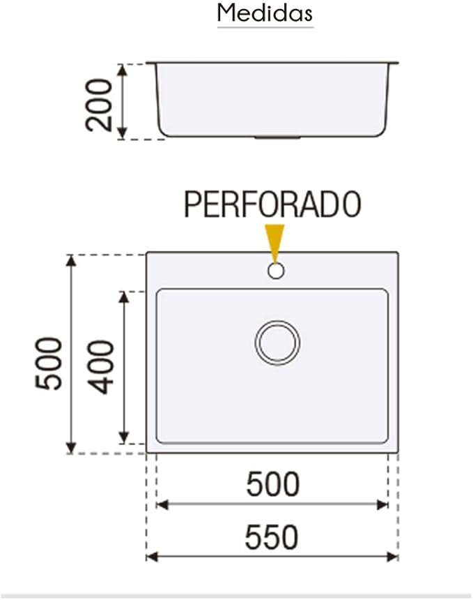 Fregadero sobre/bajo encimera 50x55