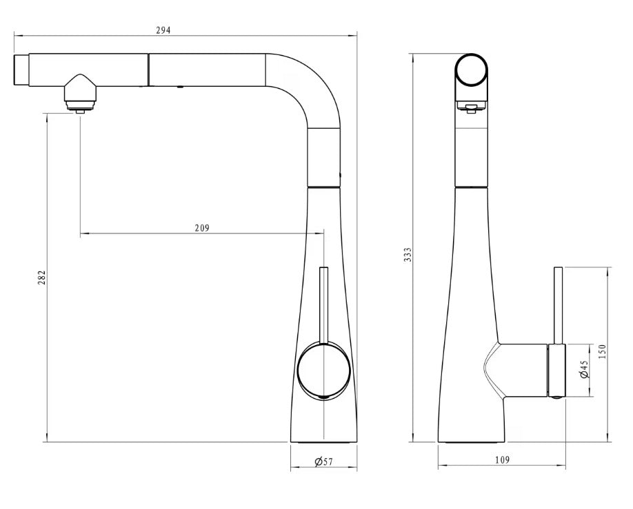 Grifo de cocina ósmosis extensible Split oro mate