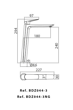 Grifo monomando lavabo caño alto Bélgica