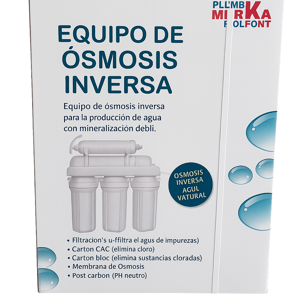 Equipo de Ósmosis Inversa con Membrana de 75 GPD - CON BOMBA PARA ZONAS DE BAJA PRESION DE AGUA.