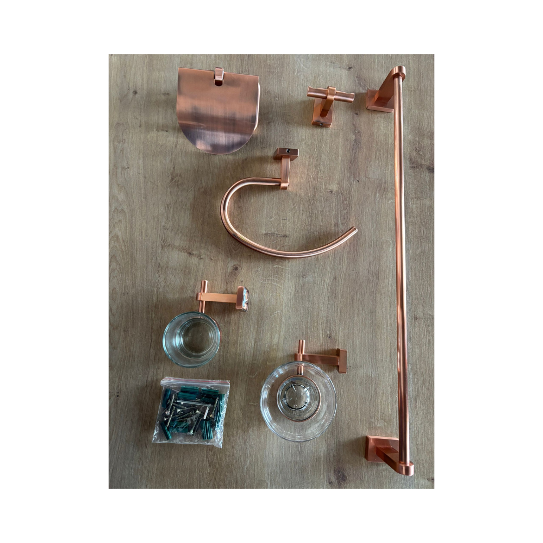 Accesorios baño color cobre cepillado
