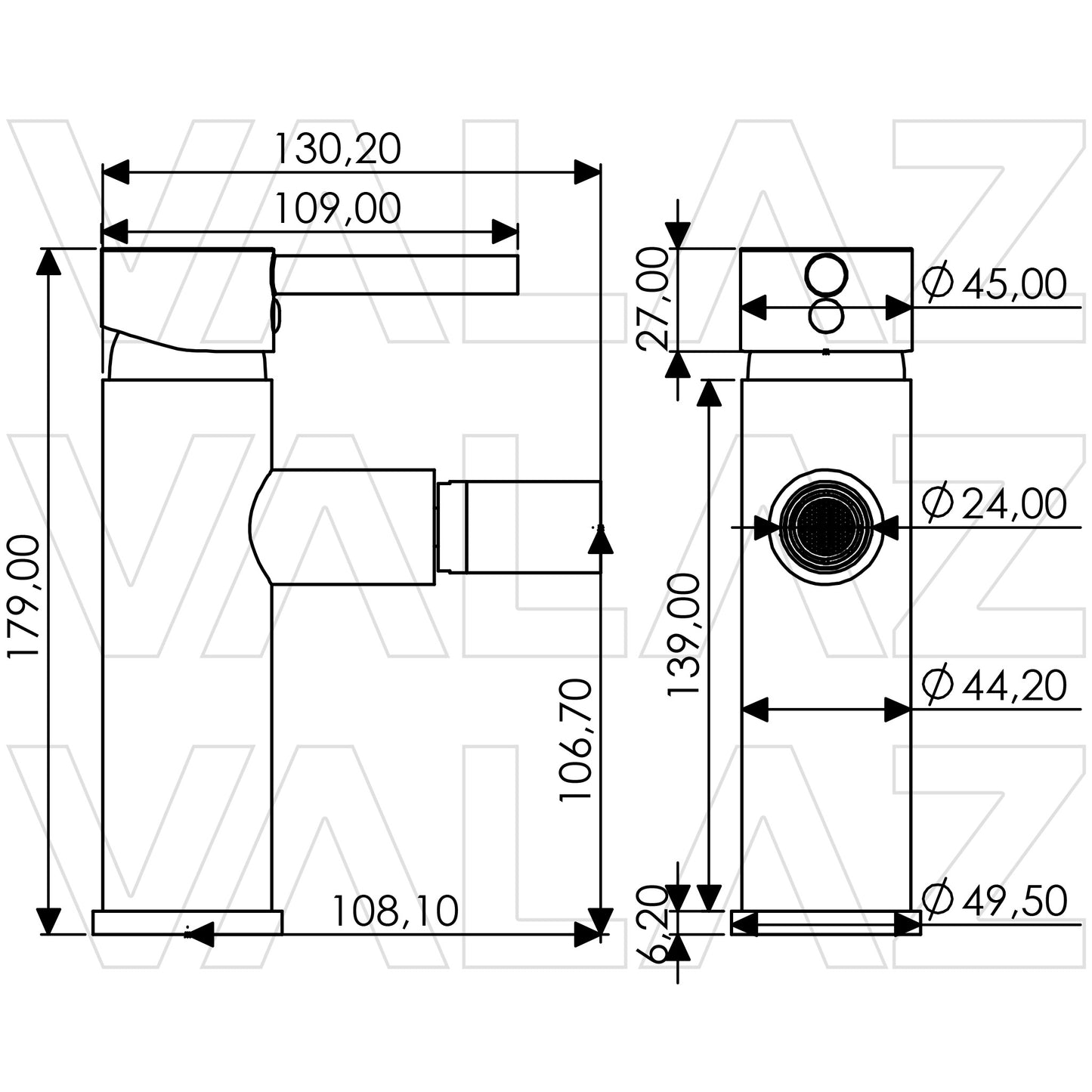 grifo de bidet monomando palancia oro
