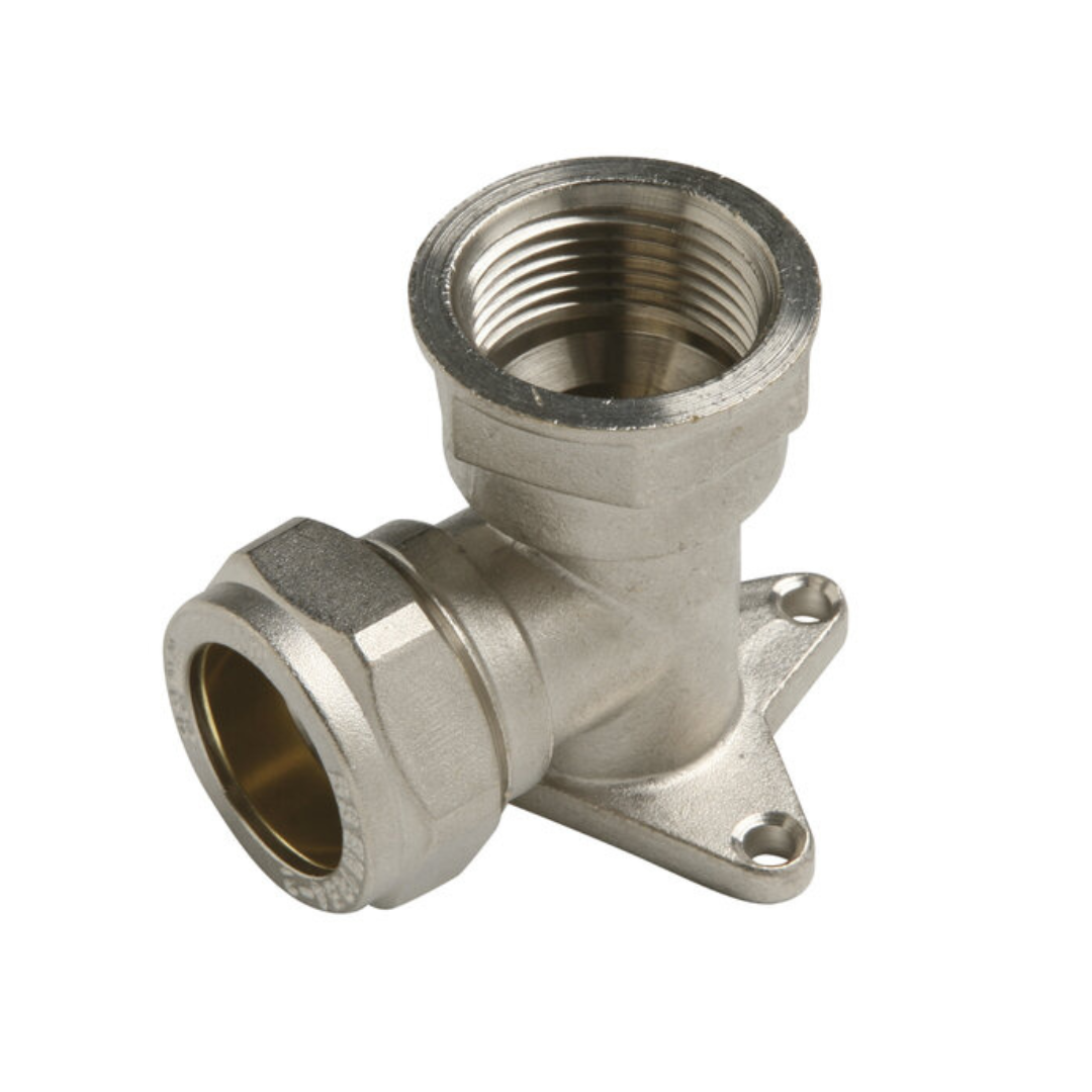 Codo placa latón niquelado 90° a 1/2H (Sin necesidad de soldar)