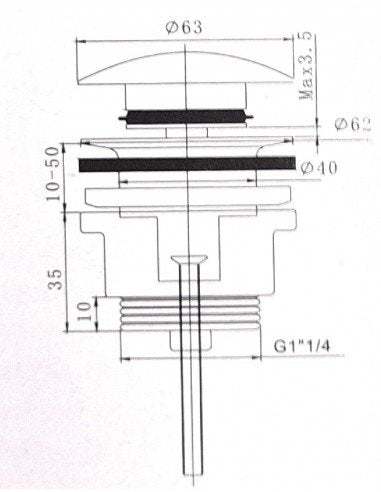 Válvula click clack cromo con junta de recambio