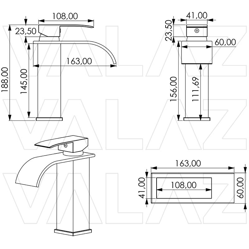 Grifo lavabo monomando cascada serie Aljibe