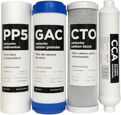 Kit recambio de 4 filtros para osmosis