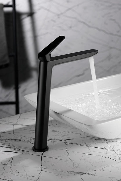Grifo lavabo monomando caño alto negro mate