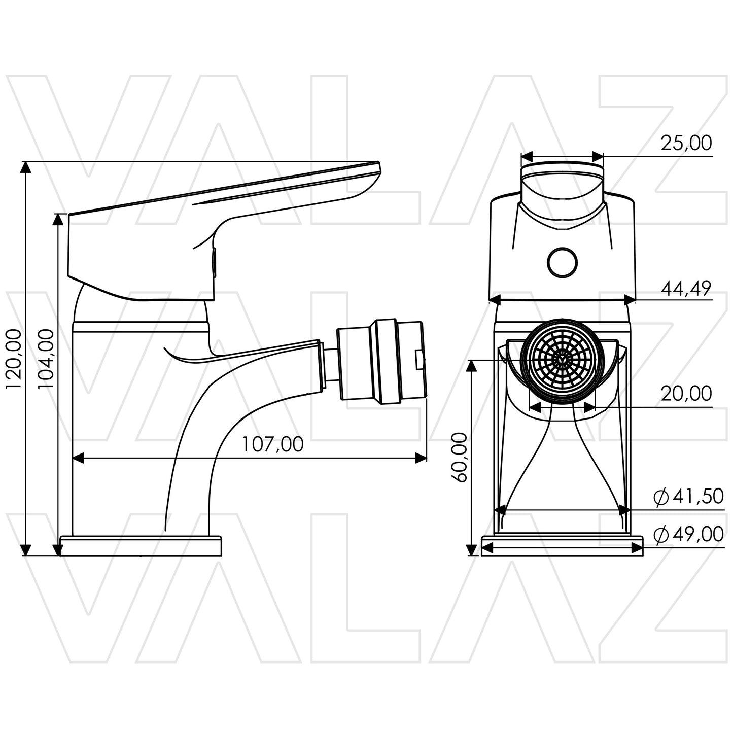 Grifo de bidet monomando