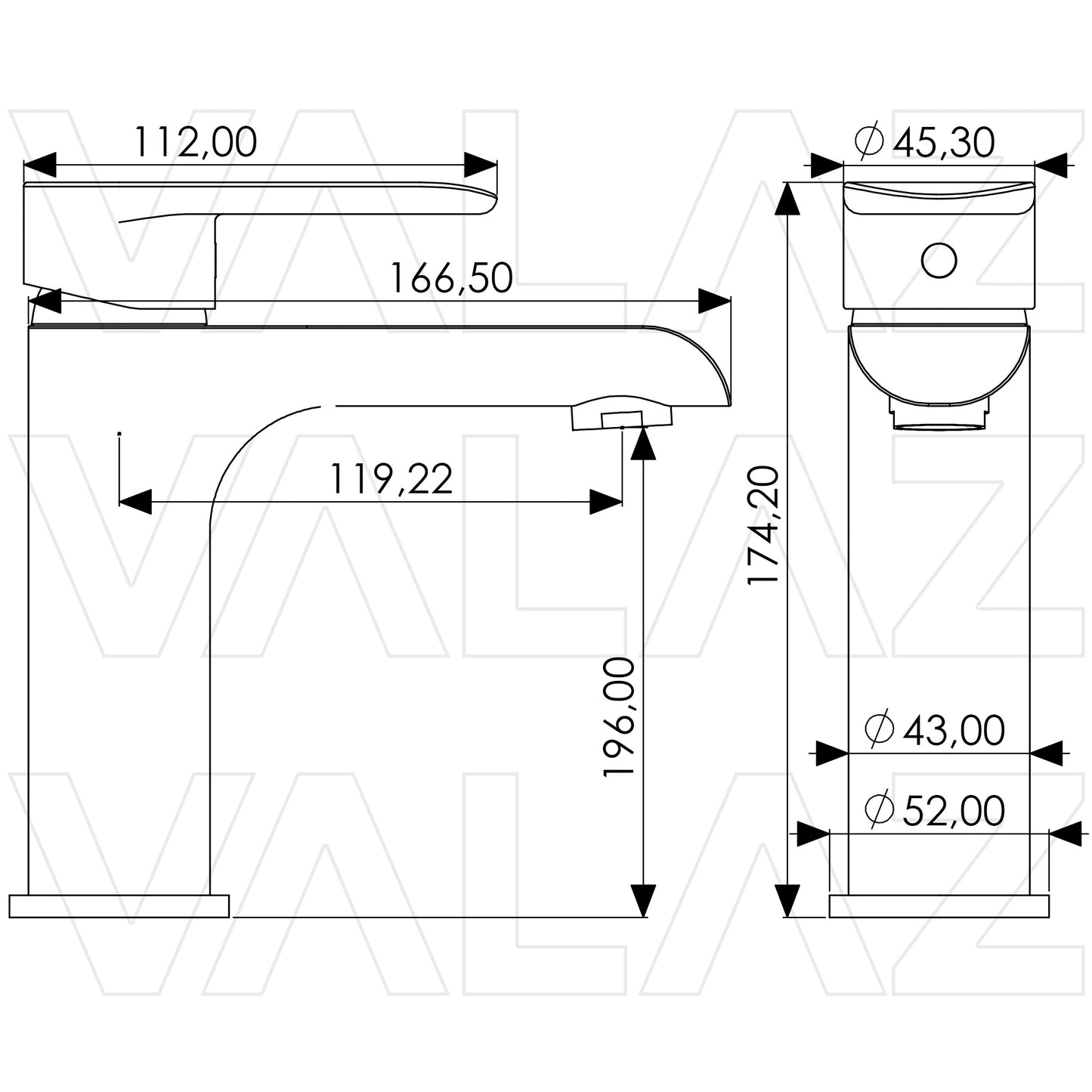 Grifo de lavabo monomando cromo serie Turia