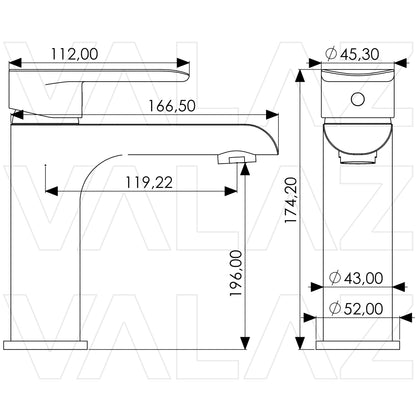 Grifo de lavabo monomando cromo serie Turia