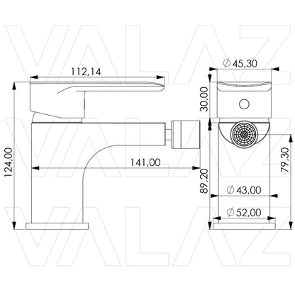 Grifo monomando bidet cromo serie Turia