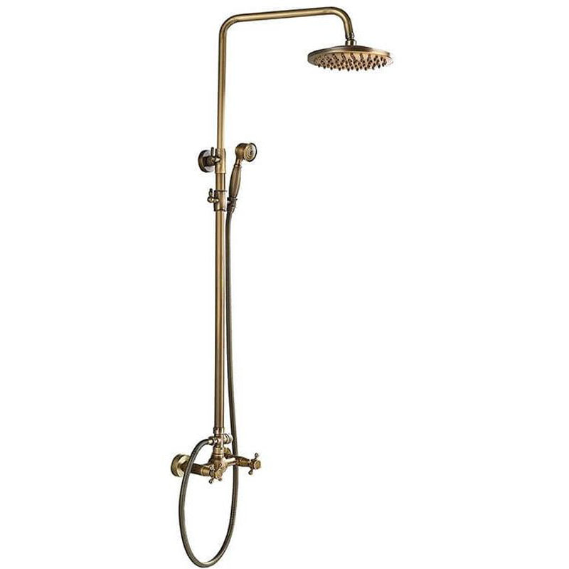 Columna de ducha vintage dorada envejecida